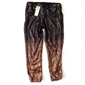 Johnny Was Black and Bronze Sequin Joggers